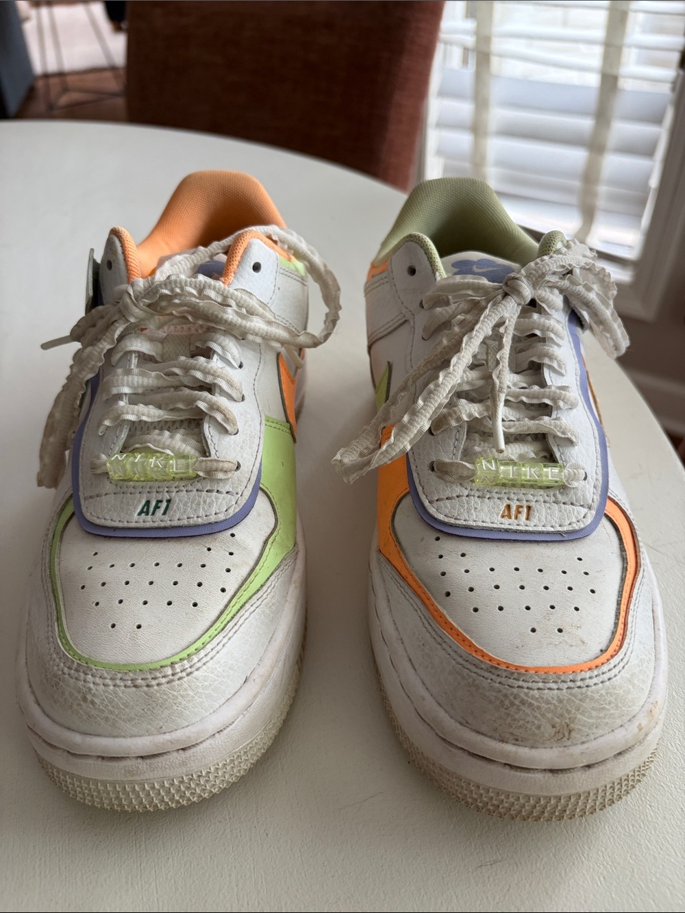 Nike Low-Top Sneakers in White with Orange, Lime, Lavender and Teal Accents - Picture 3 of 4